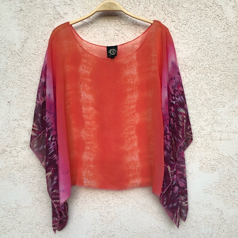 Blue Life Sheer Colorful Ombré Kaftan Top